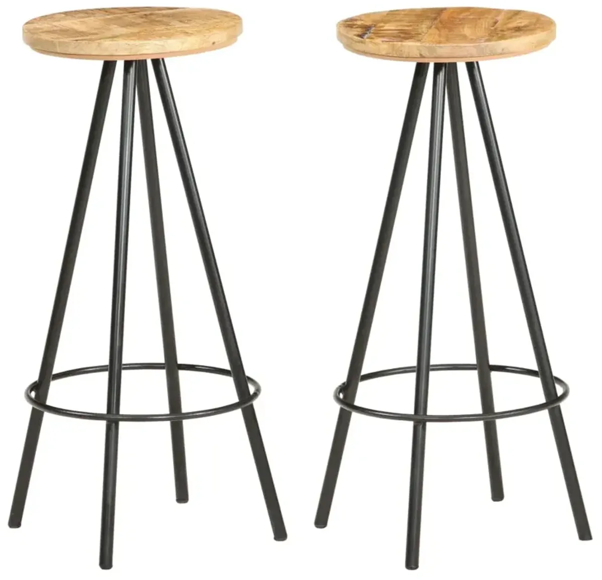 vidaXL Bar Stools 2 pcs Rough Mango Wood