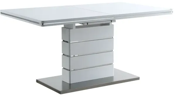 Kameryn Dining Table with Butterfly Leaf, White High Gloss Finish