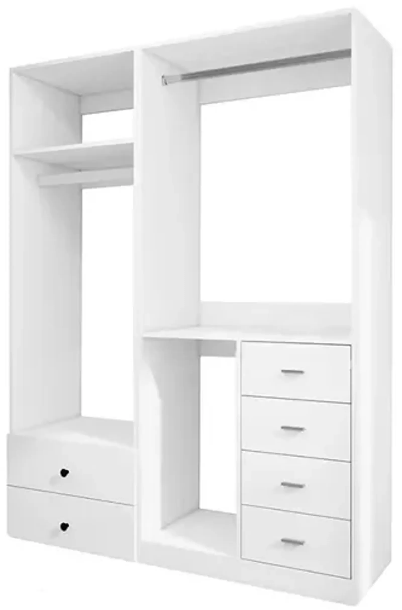 Wooden Closet Organizer System with 6 Drawers,2 Hanging Rails Walk in Closet System for Bedroom