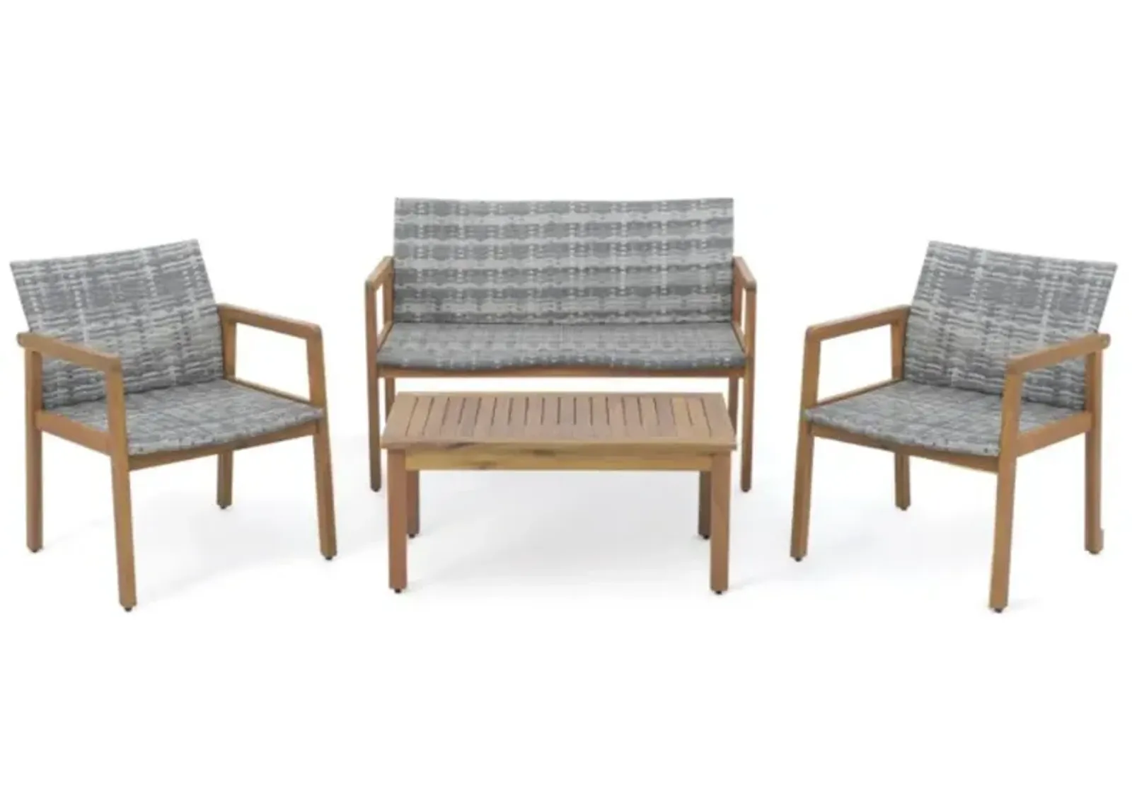 Hivvago 4-Piece Patio Furniture Set with Loveseat Single Chairs and Coffee Table