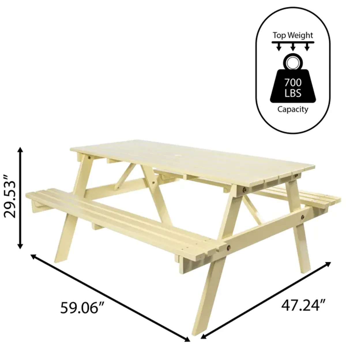 Shoreham Modern Classic Outdoor Wood Picnic Table Benches with Umbrella Hole