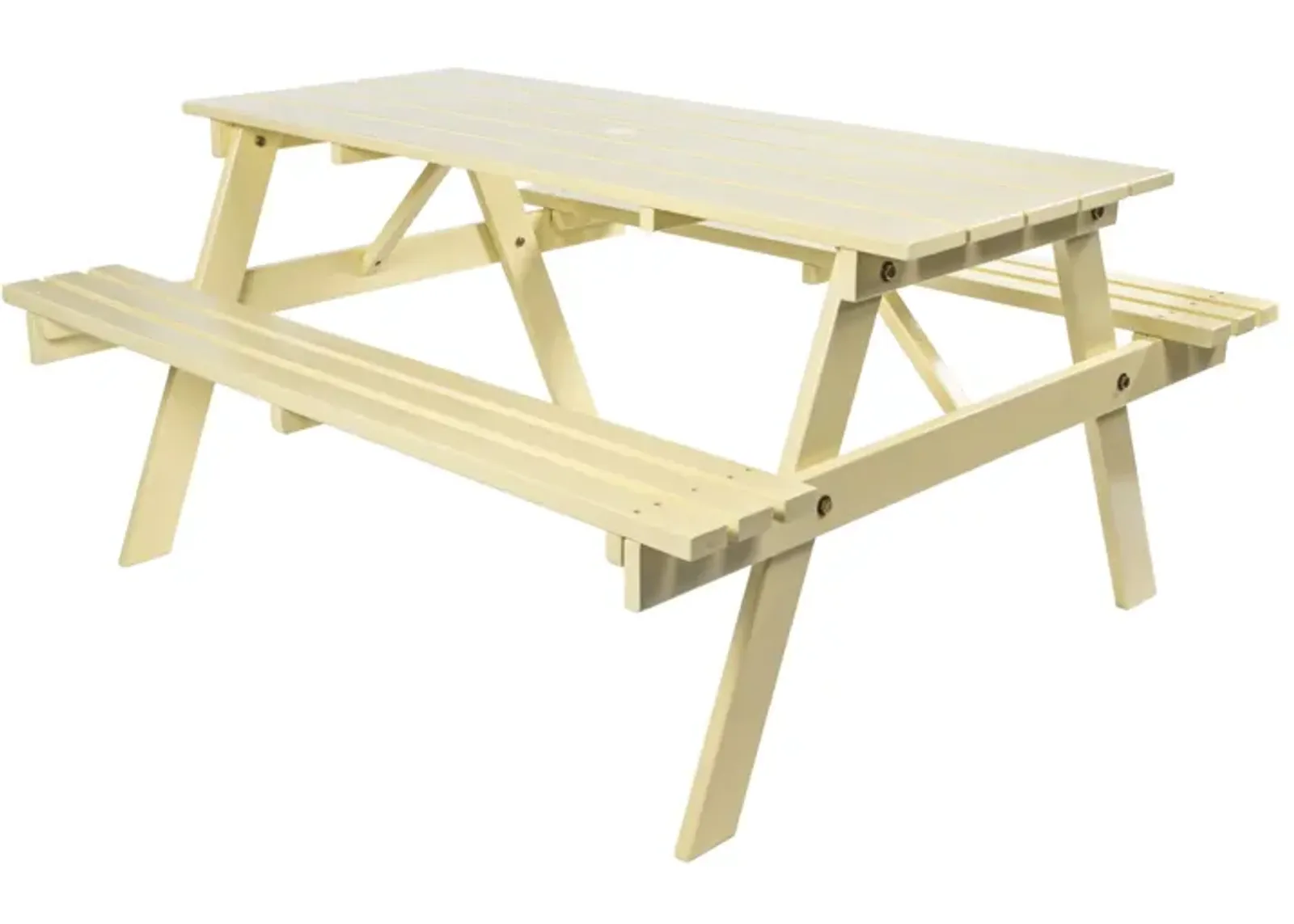 Shoreham Modern Classic Outdoor Wood Picnic Table Benches with Umbrella Hole