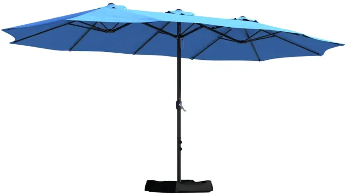 MONDAWE 15ft Rectangular Double-Sided Outdoor Patio Market Umbrella Coffee