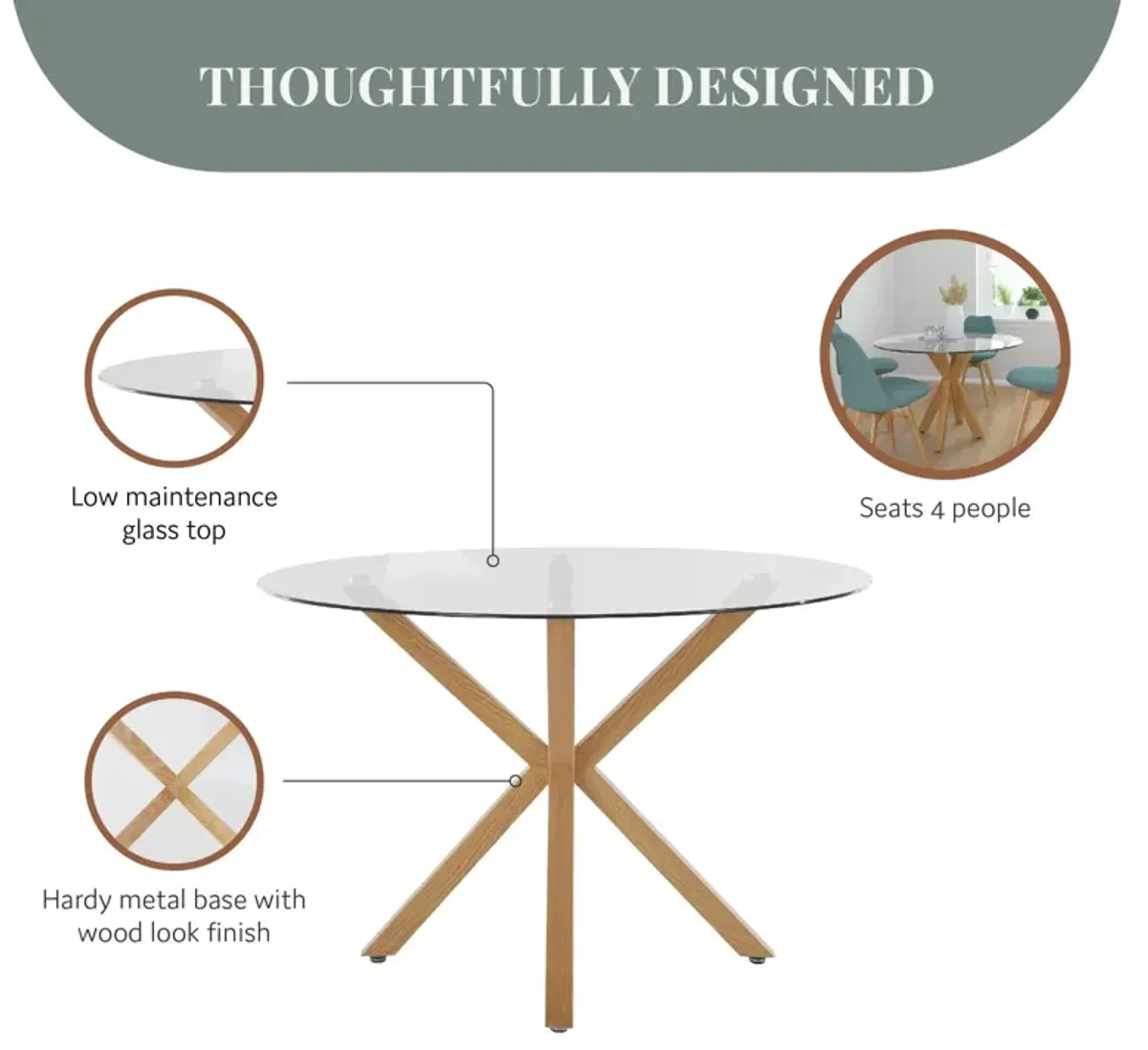 Jumi Glass Dining Table with Pedestal Legs