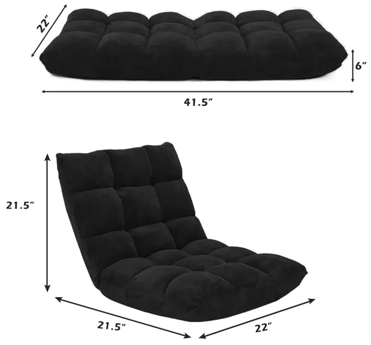 Adjustable 14-Position Floor Chair Folding Lazy Gaming Sofa Chair