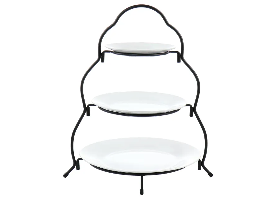 Elama 3 Tier Round Plate Porcelain Serveware Set