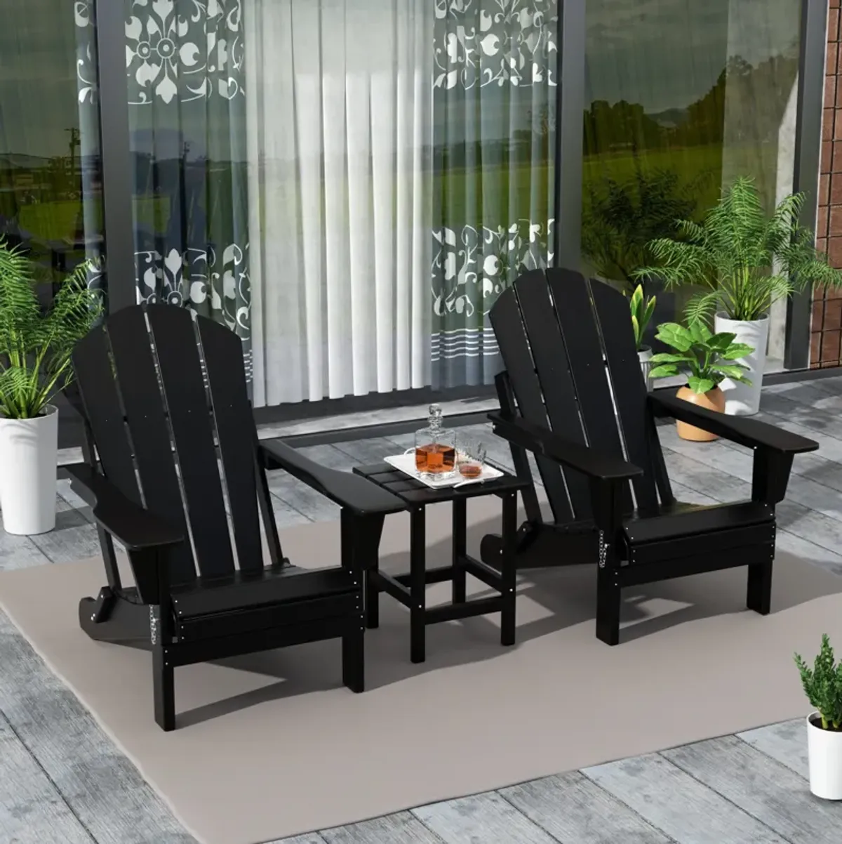 WestinTrends 3-Piece Outdoor Patio Adirondack Chairs with Side Table Set