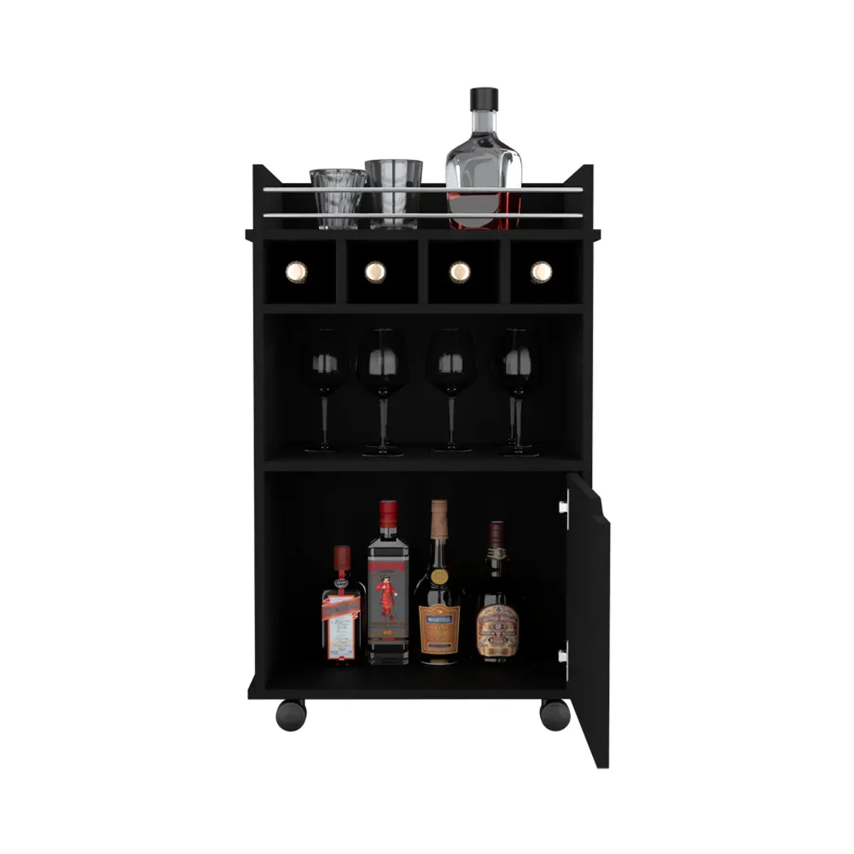 Bar Cart Kinsley, Living Room, Black