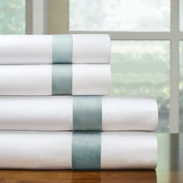Pointehaven 525 Thread count Long staple cotton Bordered Hem, 4 pc sheet set