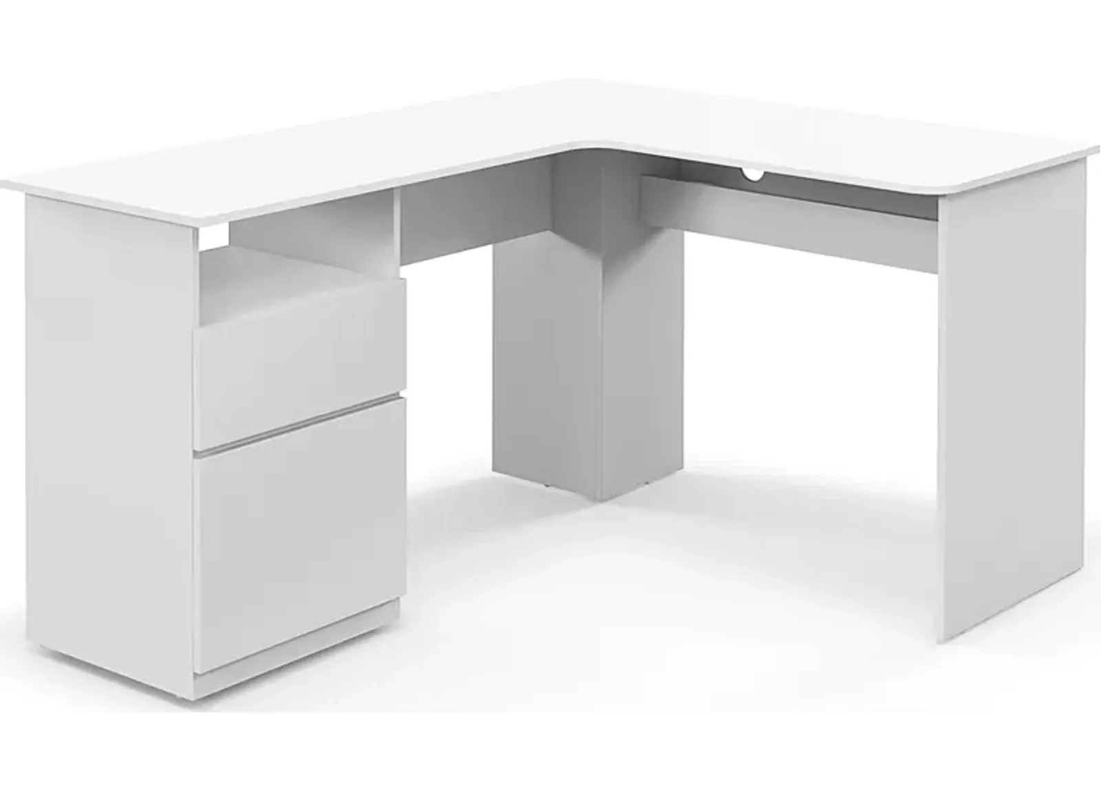 L-Shaped Computer Desk with Letter File Drawer for Home Office or Workspace Organization