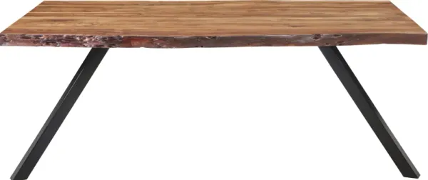 Reese Live Edge Solid Wood Metal Leg Dining Table in Natural Acacia