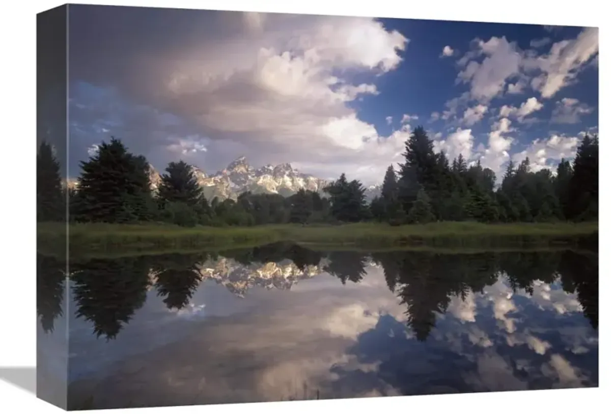 Grand Teton Range at Schwabacher Landing,  Grand Teton NP, Wyoming-Canvas Art-16x12