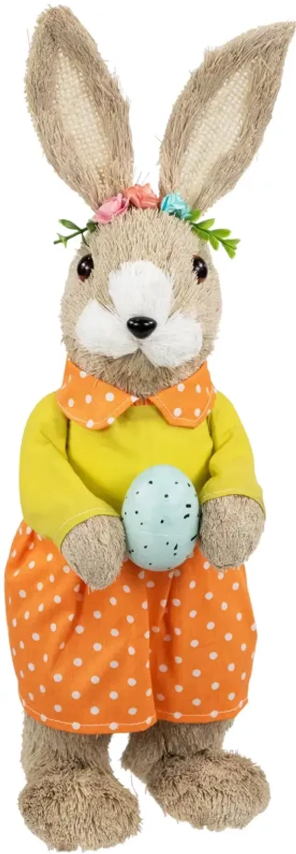Standing Girl Rabbit with Easter Egg Figure - 15" - Orange and Green