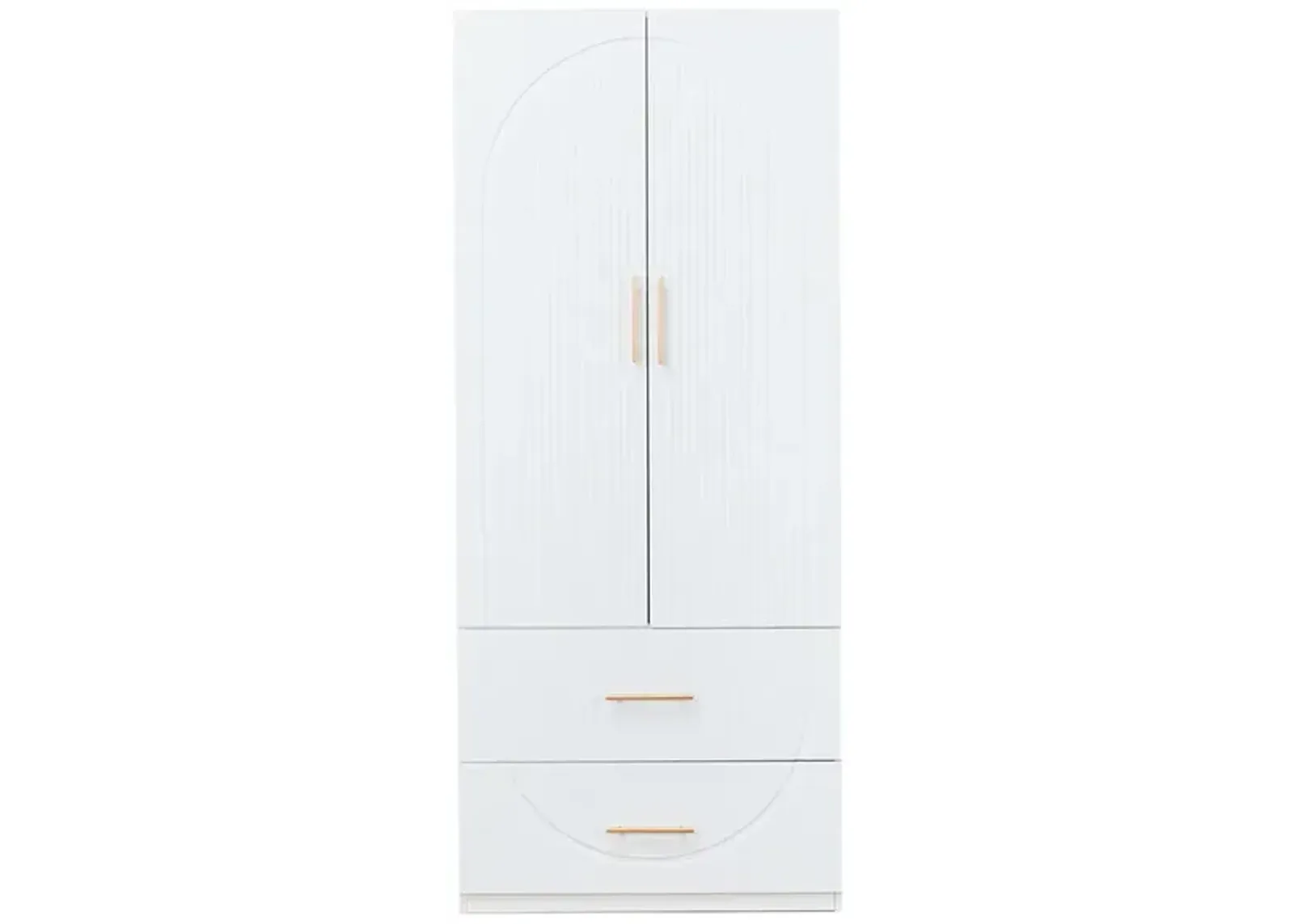 Armoire Wardrobe Closet with 2 Doors with Clothing Rod Inside Cabinet and 2 Drawers for Storage, White,31.5”W x 20.4”D x 74.2”H