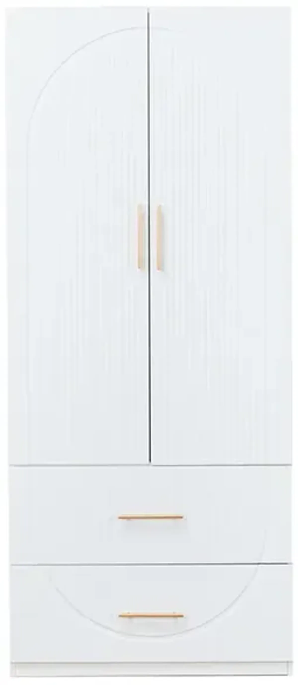 Armoire Wardrobe Closet with 2 Doors with Clothing Rod Inside Cabinet and 2 Drawers for Storage, White,31.5”W x 20.4”D x 74.2”H