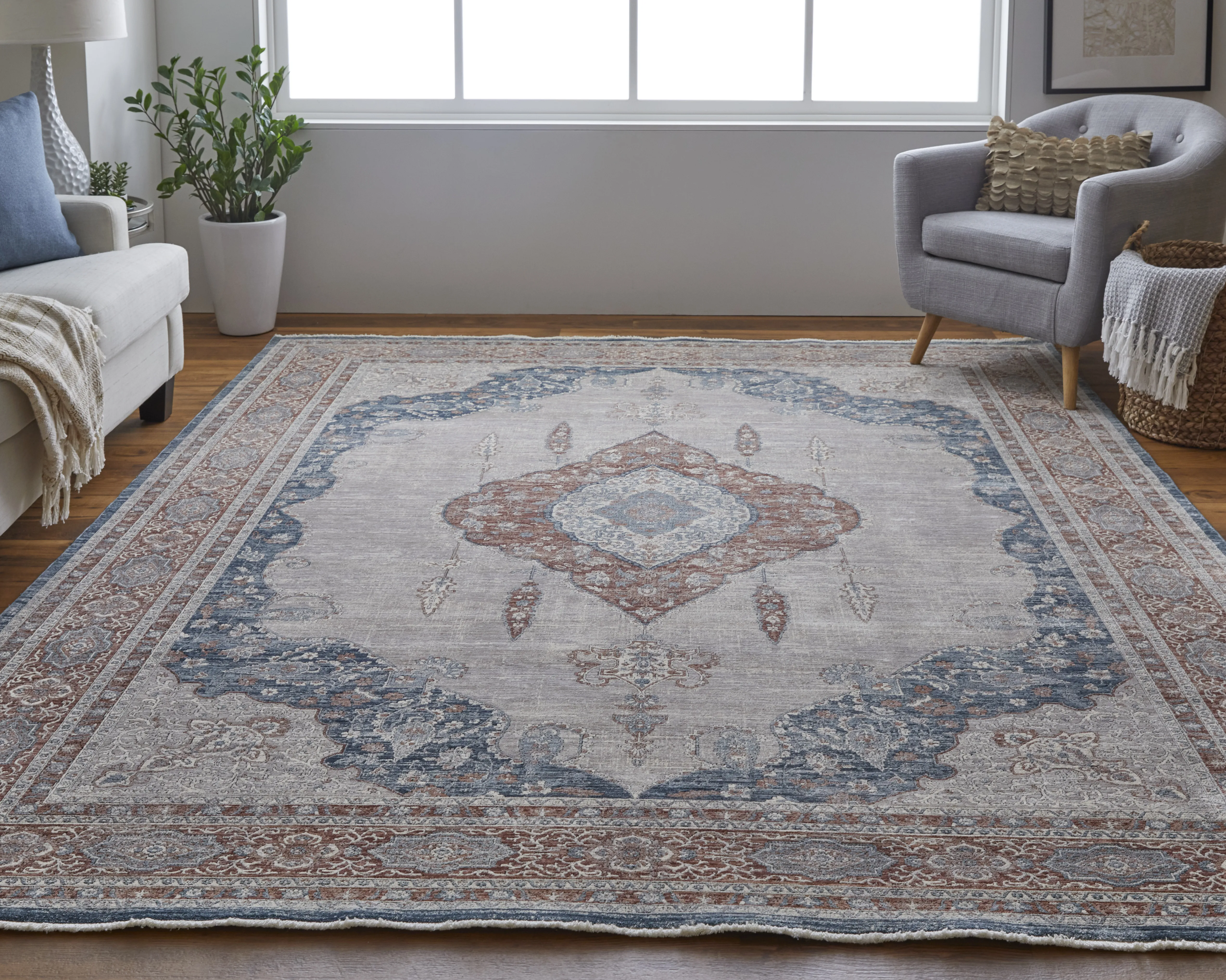 Marquette 39GRF Gray/Red/Blue 2'8" x 8' Rug