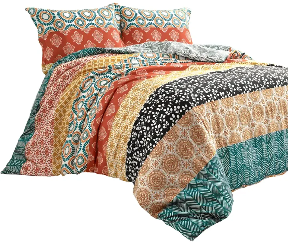 Bohemian Stripe Reversible Cotton Duvet Cover  3Pc Set