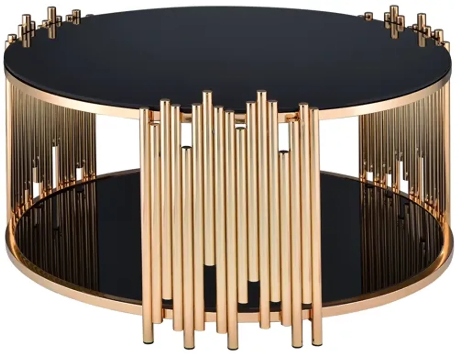 ACME Tanquin Coffee Table, Gold & Black Glass (1Set/2Ctn)