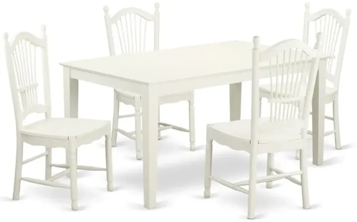 Dining Room Set Linen White, CADO5-LWH-W