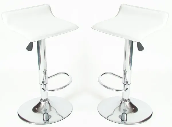 Hivvago Set of 2 - Modern Chrome Air Lift Swivel Bar Stool with White Seat