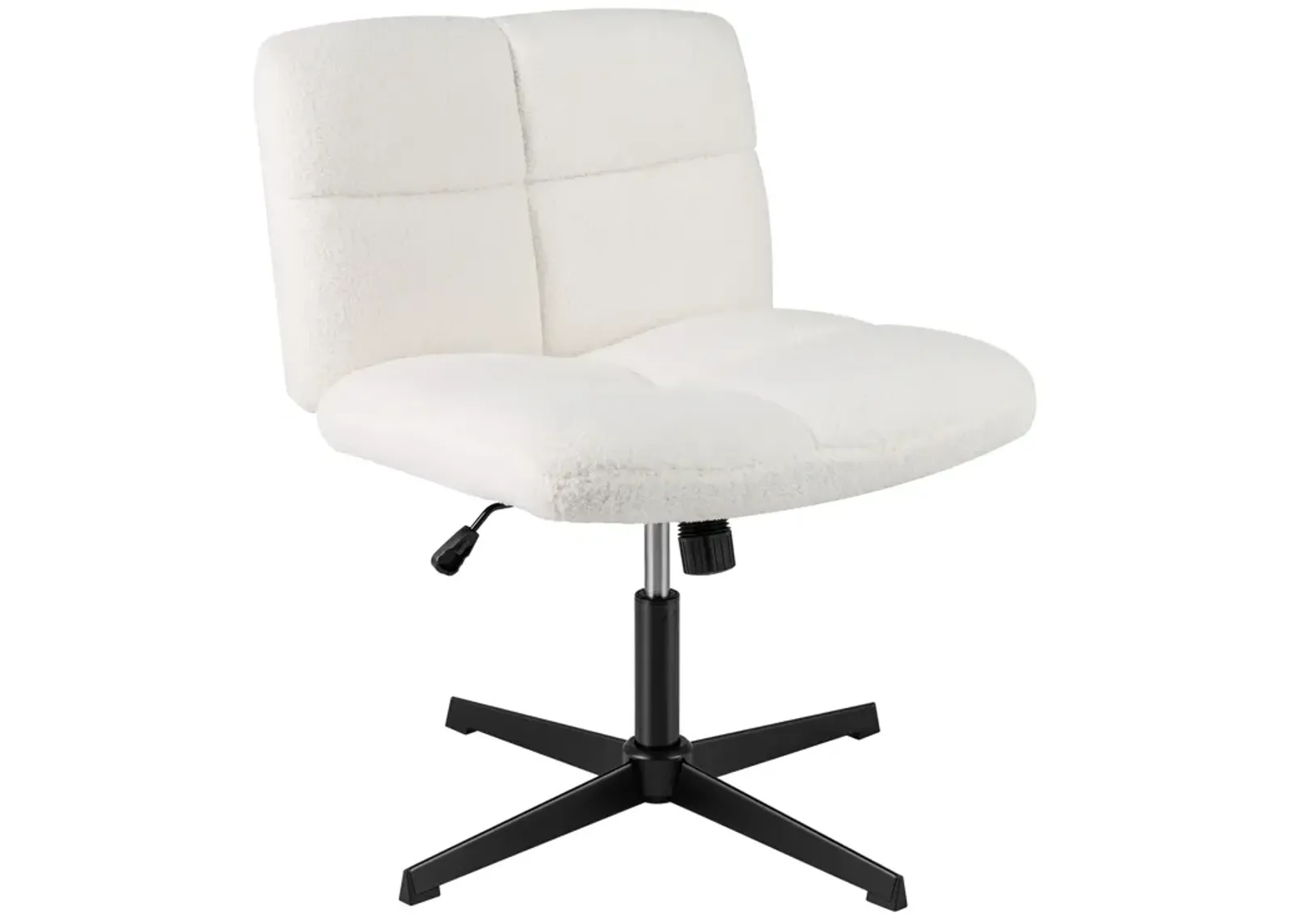 Armless Office Desk Cross Legged Office Chair with Adjustable Height-White