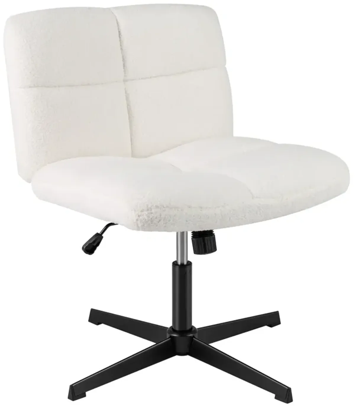 Armless Office Desk Cross Legged Office Chair with Adjustable Height-White