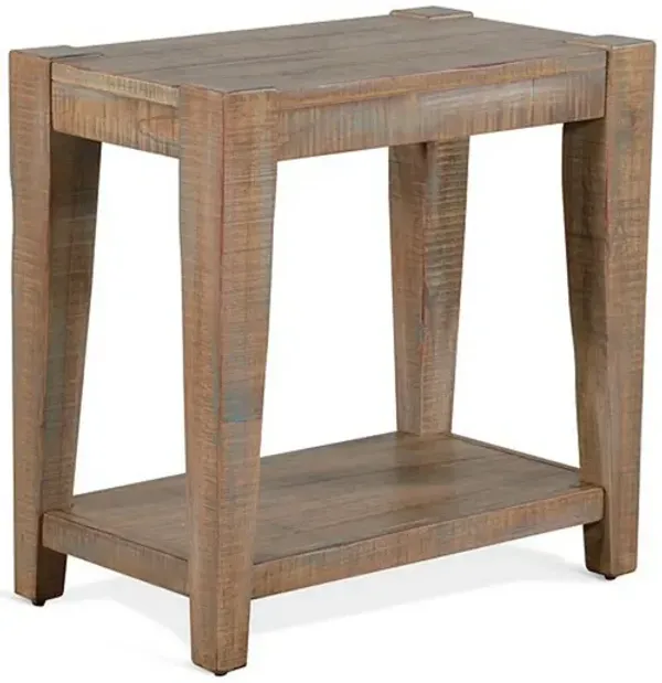 Lilly Accent Chairside Table, Light Brown Wood, Rectangular 25 Inch - Benzara