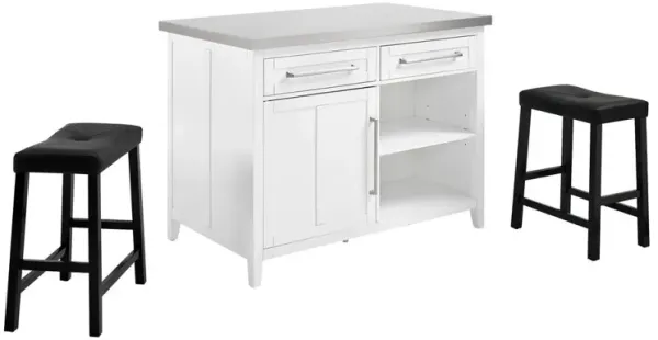 Silvia Stainless Steel Top Island W/Uph Saddle Stools