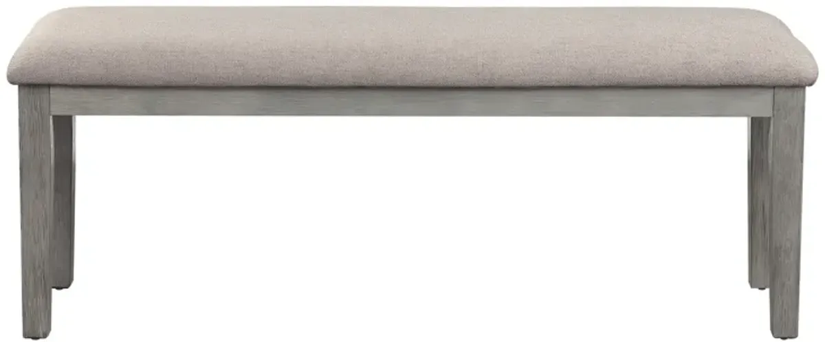 Rectangular Style Wooden Bench with Fabric Upholstered Seat, Gray - Benzara