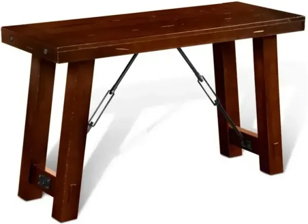 Reggie Sofa Table, Dark Brown Mahogany, Metal, Rectangular 51 Inch - Benzara