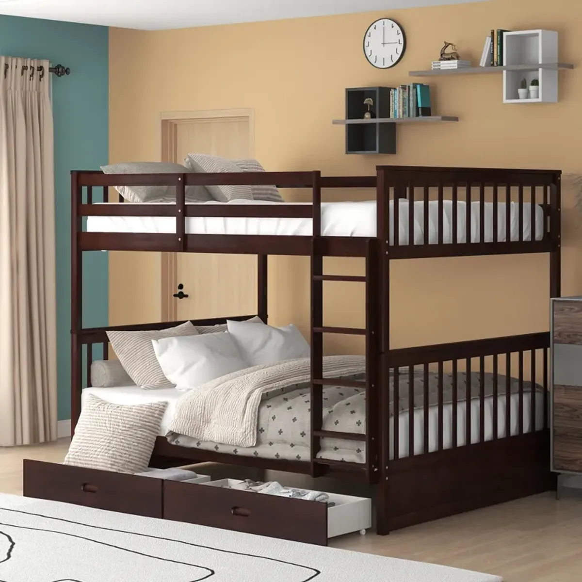 Merax Bunk Bed with Ladders and Two Storage Drawers