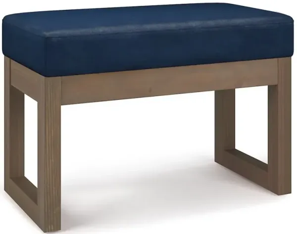 Simpli Home Milltown Solid Wood Footstool Small Ottoman Bench In Distressed Dark Blue