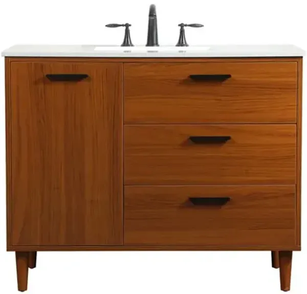 Elegant Kitchen and Bath 42 inch bathroom vanity in Teak