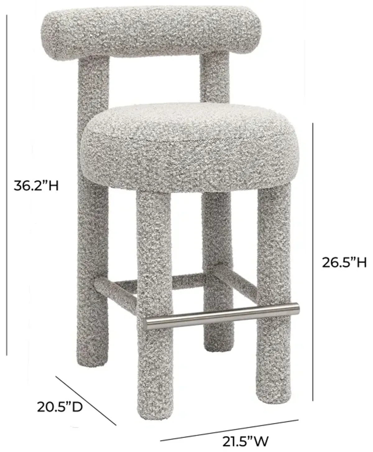 Carmel Black & White Boucle Counter Stool