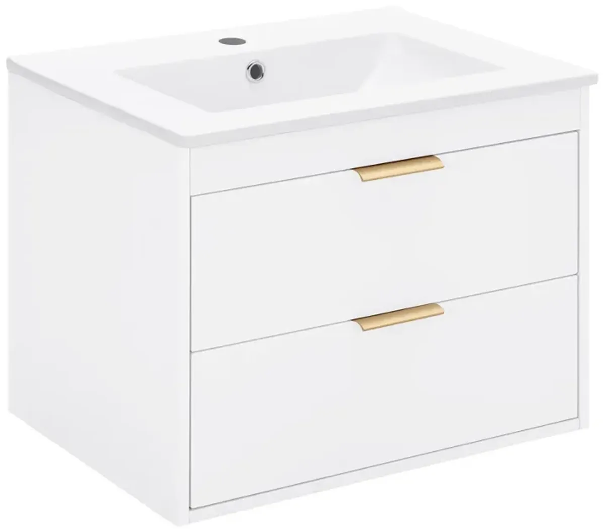 24" Floating Wall Mounted Bathroom Vanity With White Porcelain Sink And Soft Close Doors 0002