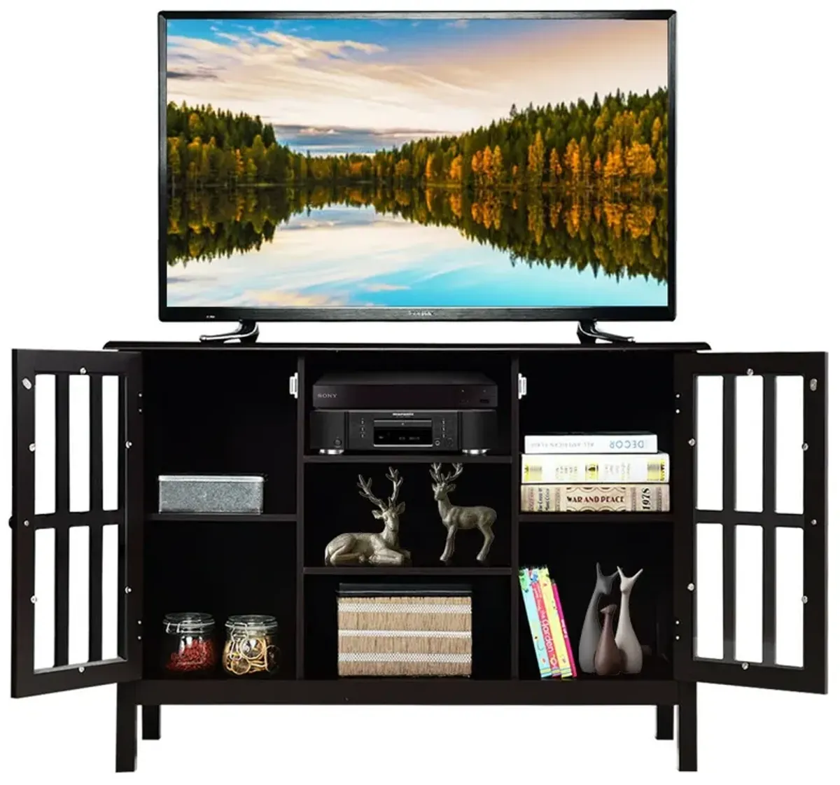 Wooden TV Stand Console Cabinet for 50 Inch TV