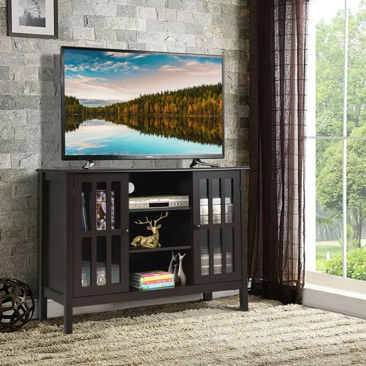 Wooden TV Stand Console Cabinet for 50 Inch TV