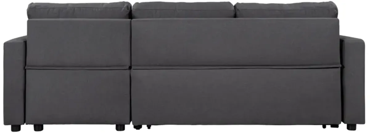 Upholstery Sleeper Sectional Sofa With Storage Space, 2 Tossing Cushions