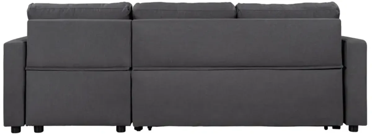 Upholstery Sleeper Sectional Sofa With Storage Space, 2 Tossing Cushions