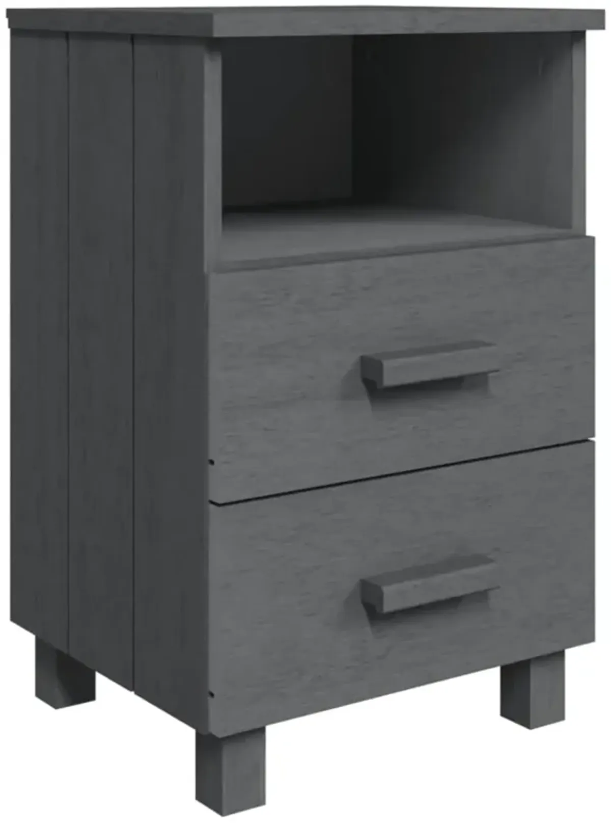 vidaXL Bedside Cabinets HAMAR 2-Piece Set, Dark Gray - Solid Pinewood and MDF, Rectangular Design with Storage Drawers, Durable Construction, Easy Assembly, Versatile Home Decor