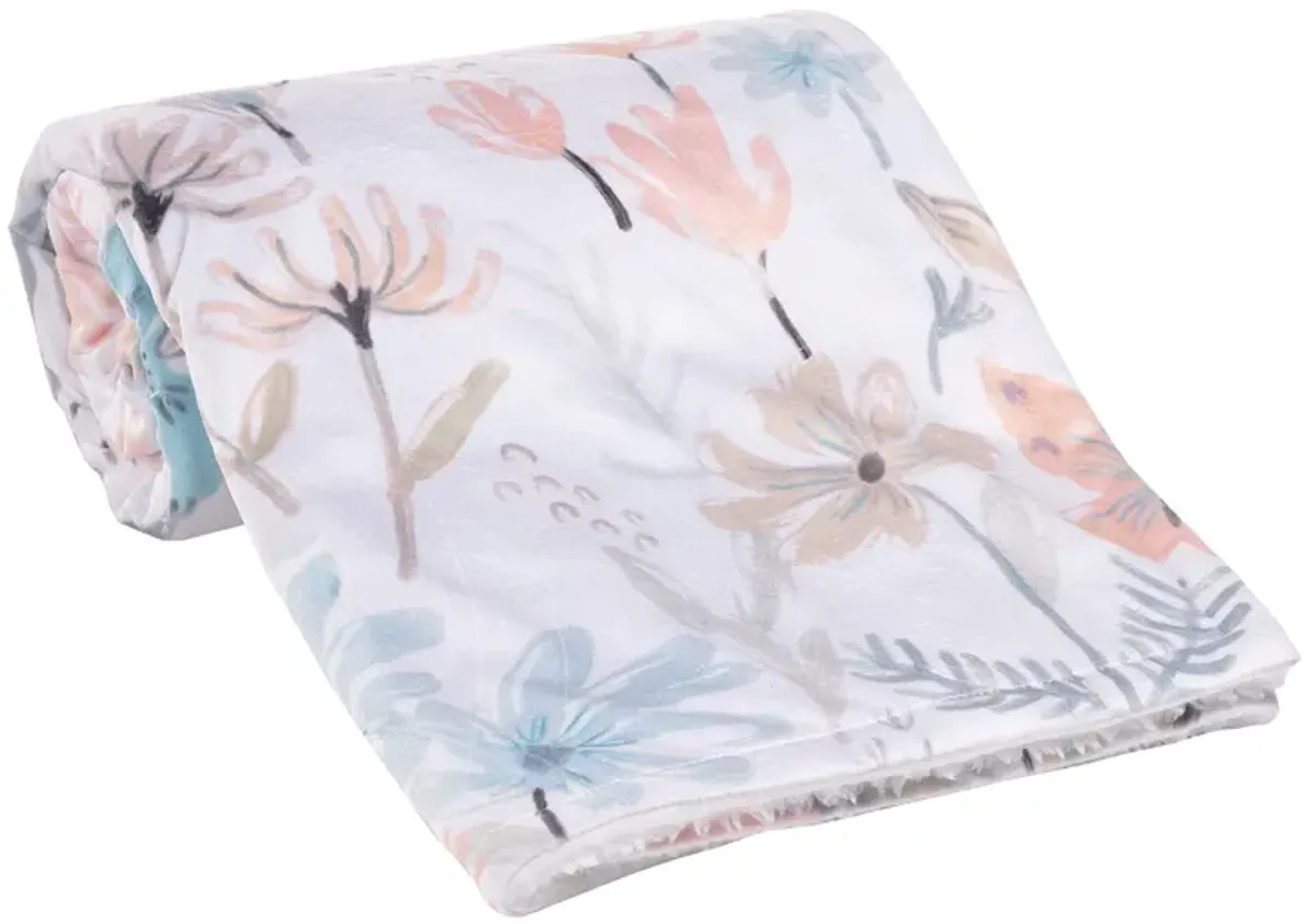 Lambs & Ivy Baby Blooms Watercolor Floral/Butterfly Soft Fleece Baby Blanket