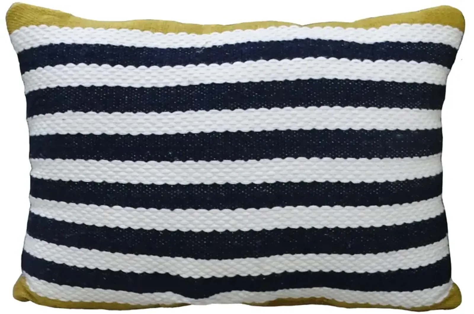 20" White and Blue Decorative Striped Rectangular Throw Pillow