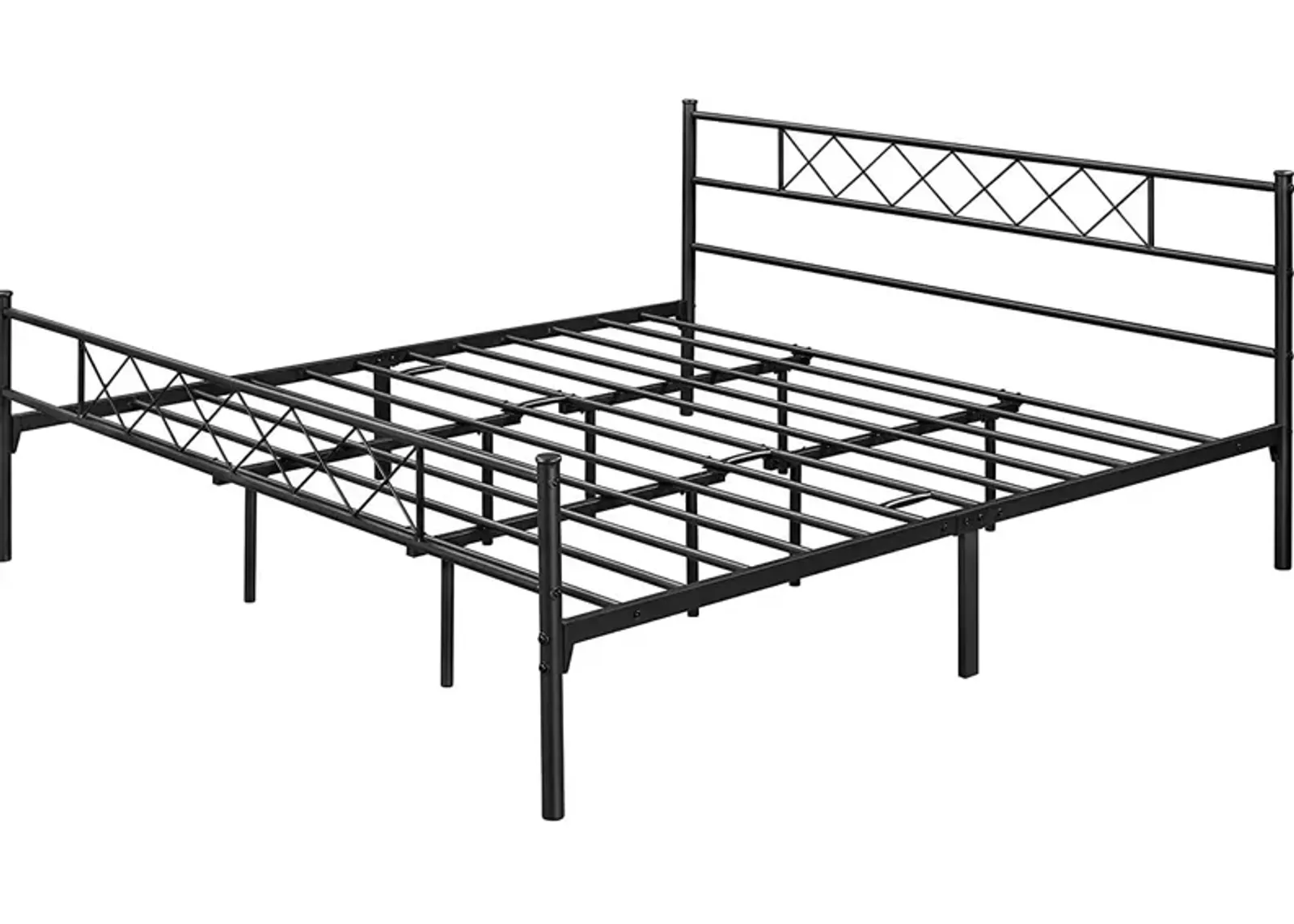 Hivvago King Size Traditional Powder Coated Slatted Metal Platform Bed