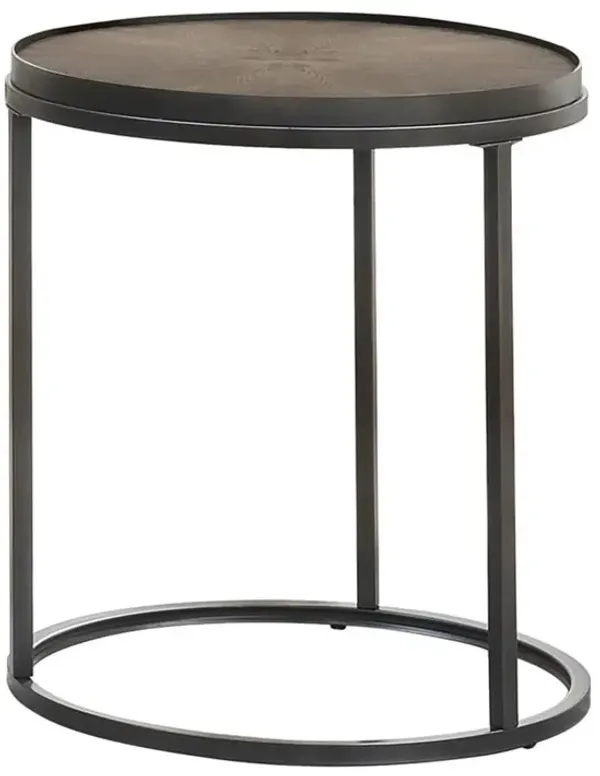 Coaster Home Furnishings Round End Table, Gunmetal and Weathered elm (931214)