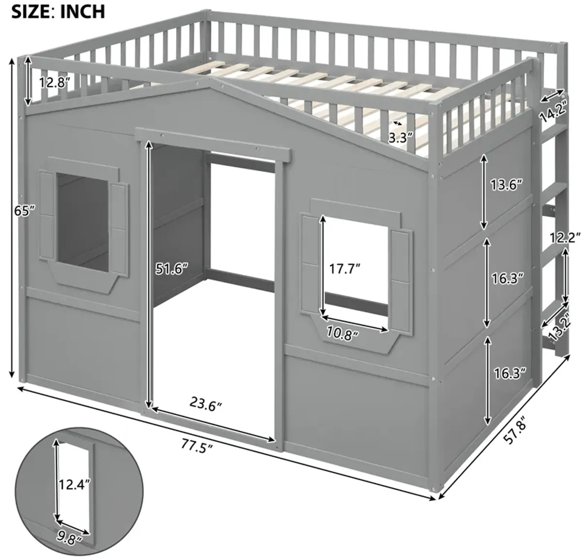 Merax House Loft Bed with Ladder