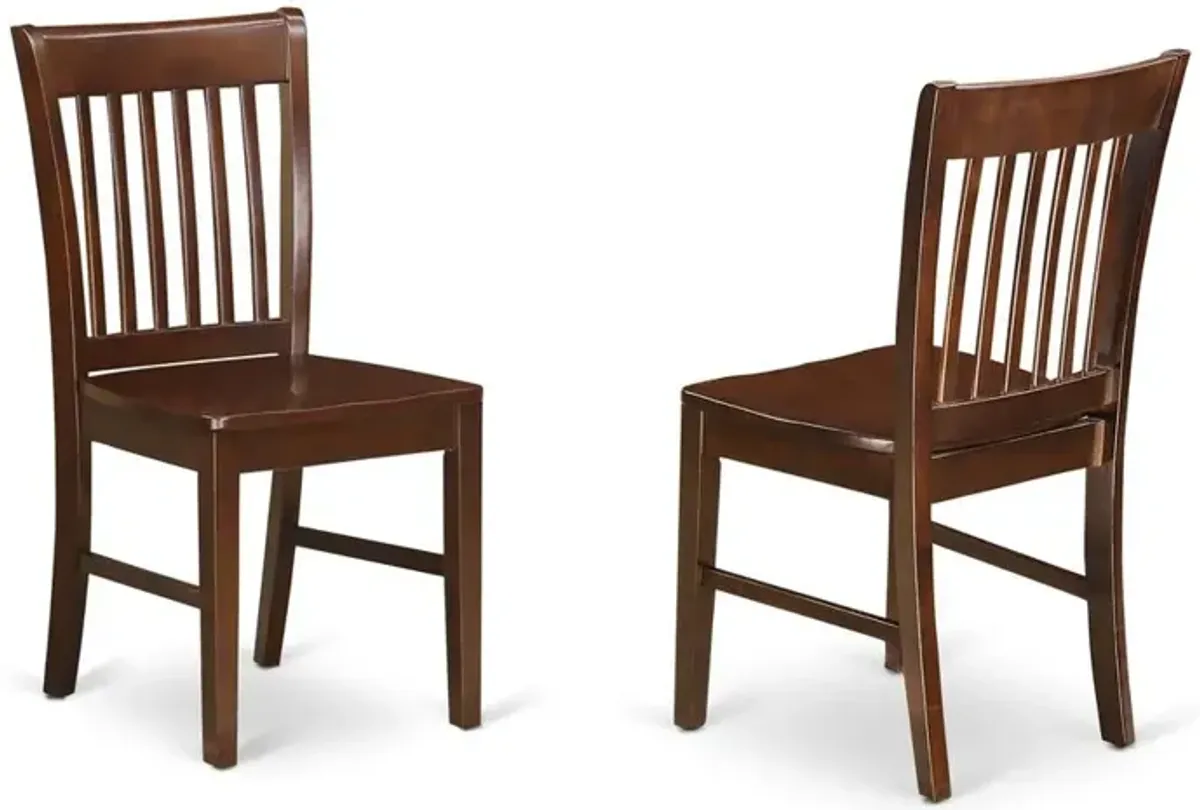 East West Furniture Norfolk  kitchen  dining  chair  with  Wood  Seat    -Mahogany  Finish.,  Set  of  2