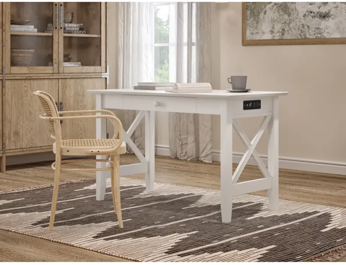 Atlantic Furniture X Design Desk with Drawer & Charging Station in White