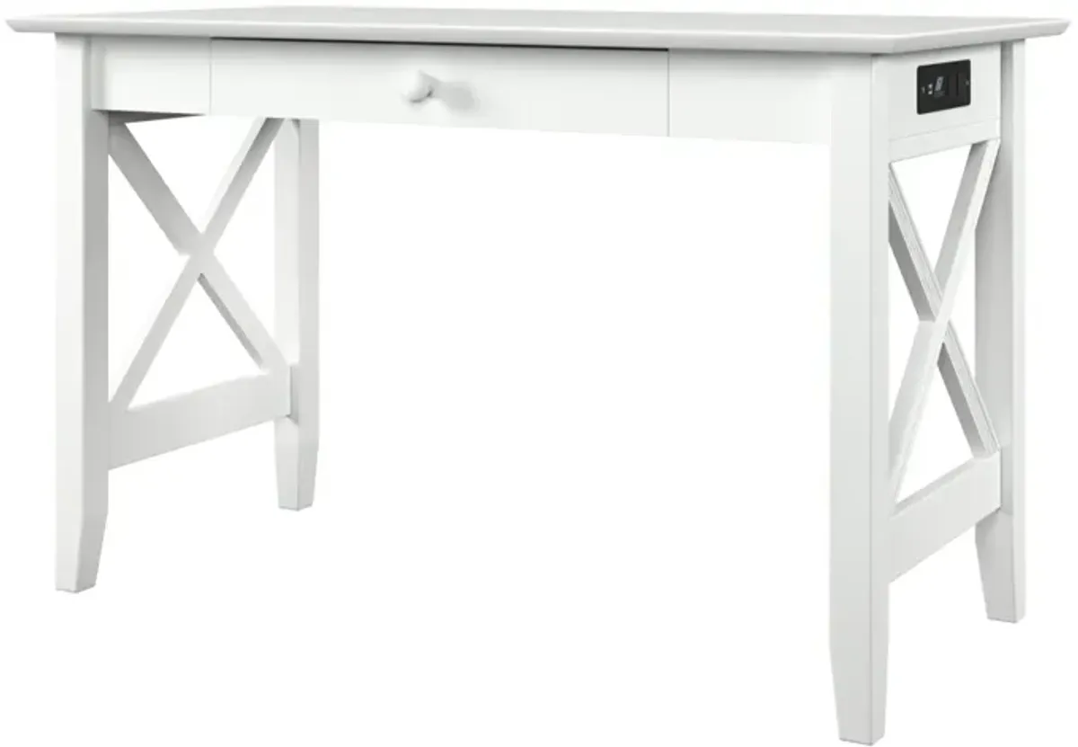 Atlantic Furniture X Design Desk with Drawer & Charging Station in White