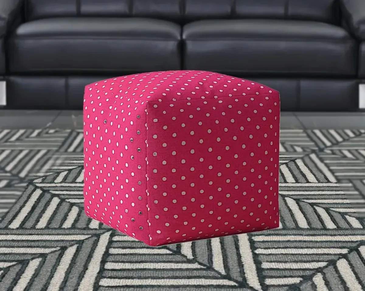 Hivvago 17" Pink Cotton Polka Dots Pouf Ottoman