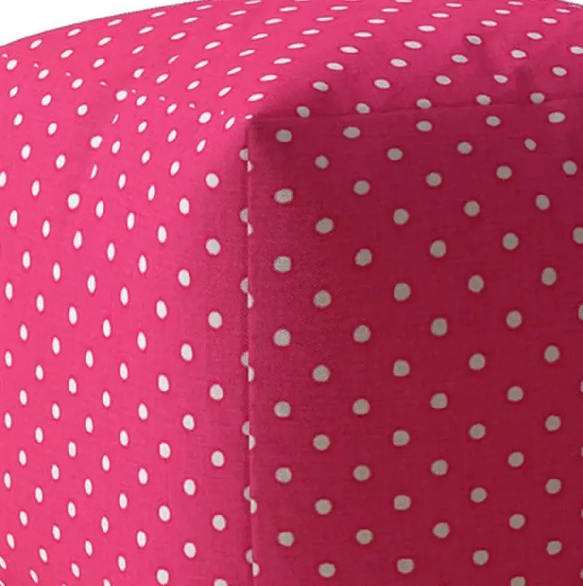 Hivvago 17" Pink Cotton Polka Dots Pouf Ottoman